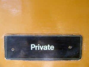 A "private" sign.