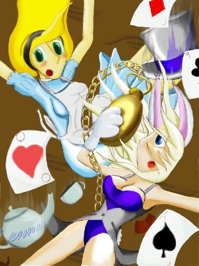 Alice falling through the looking glass. l